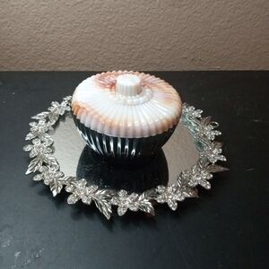 EXQUISITE VTG Fenton Akro Agate 4" Vanity Trinket Jar